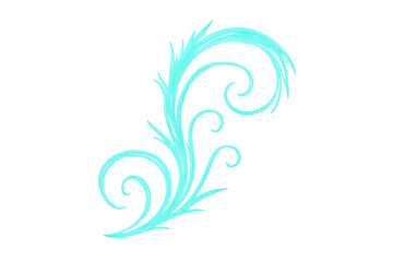 Obraz premium Delicate blue flourish with graceful swirling curves, floating on transparent background, enhancing graphic designs with elegant decorative styling