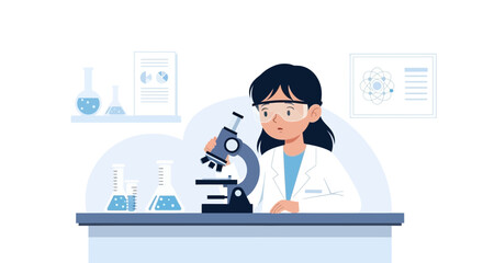 Female Scientist Conducting Research With Microscope In The Laboratory