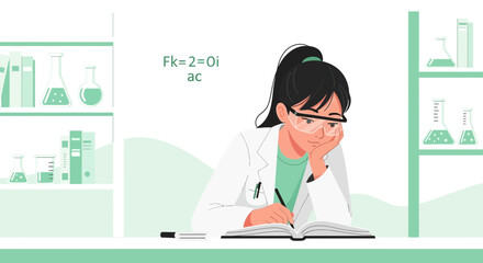 Focused Scientist Girl Researching Innovative Chemical Formula In Lab Setting