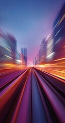 City highway twilight speed motion blur, urban landscape, fast travel