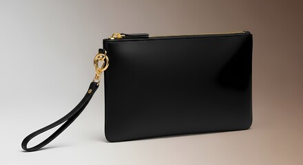 Black Leather Clutch Bag Fashion Accessory Mockup