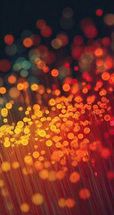 Glowing fiber optics, network, data, dark background, technology, abstract art