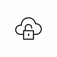 cloud unlock icon sign vector