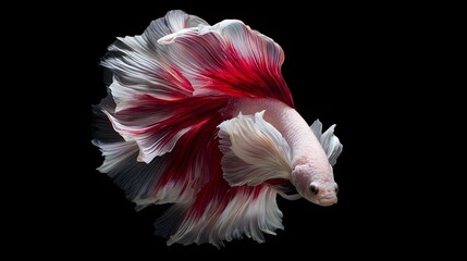 Obraz premium Striking betta fish with vibrant colors against a black background.