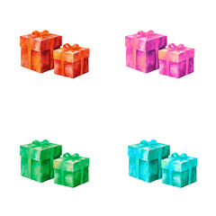 set of colorful gift boxes arranged in a playful design for celebrations and special occasions