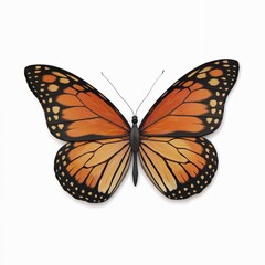 Fototapeta premium A 3D render of a vibrant orange butterfly with intricate black patterns along the edges and tips of its wings