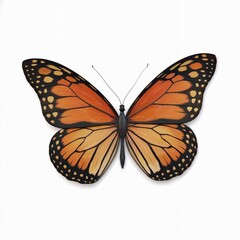 Fototapeta premium A 3D render of a vibrant orange butterfly with intricate black patterns along the edges and tips of its wings