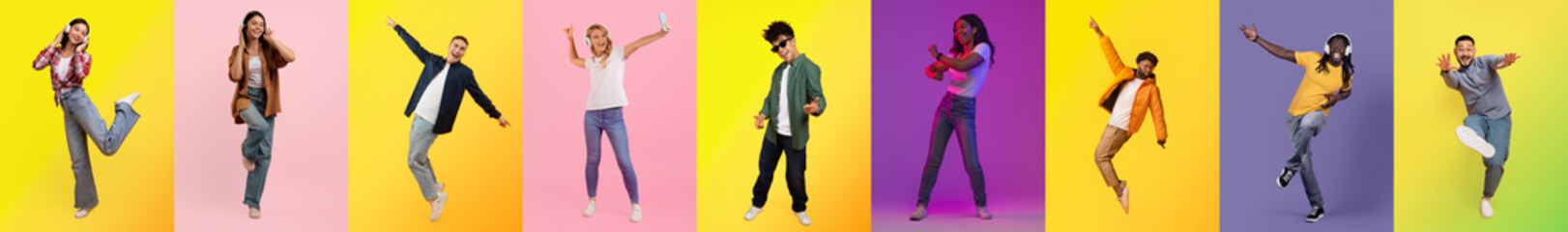 A joyful collection of diverse individuals showcases their unique styles and movements, celebrating...