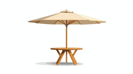 Outdoor Wooden Table with Umbrella Centered