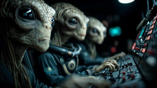 Exploring the control room of mysterious aliens at night