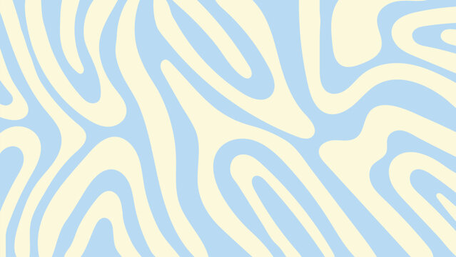 Abstract horizontal background with colorful waves. Trendy vector illustration in style retro 60s, 70s. Pastel colors background