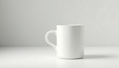 Obraz premium White Mug Still Life on White Surface with Minimalist Background