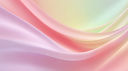 Flowing curves of soft pink, yellow, and orange create an elegant, ethereal abstract background with a gentle texture