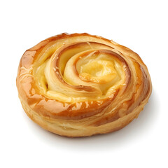 Fototapeta premium Golden Swirled Pastry with Creamy Filling