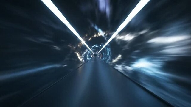 A tunnel perspective with luminous lines and nebulous textures converging at the center