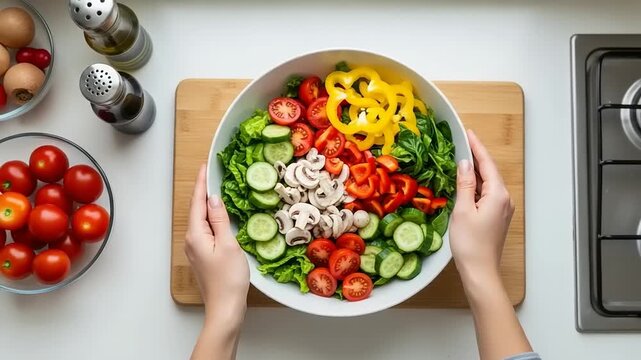 Colorful vegetable salad in a bowl