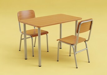 Fototapeta premium Classroom, Minimalist Student Desk: Functional and Modern Design.