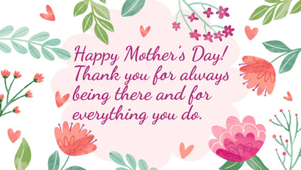 Mother's Day background . Template for festive decoration. Template for Mother's Day greetings. Background with a flower and text. Vector illustration	