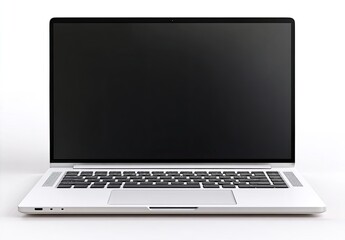 White laptop computer screen mockup, blank display, isolated white background, product presentation