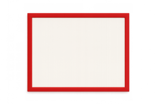 Red frame bordering white space, creating visual container for graphic design elements with transparent background