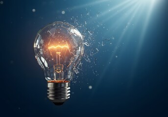 Broken light bulb idea concept creative failure destruction innovation design