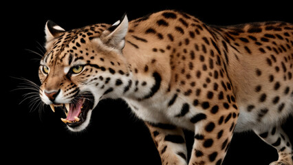 Feline in an aggressive stance. Big cat.