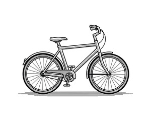 Fototapeta premium Engraved Style Bicycle Illustration, Black and White Line Art, Isolated on White Background Vector Illustration.