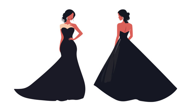 Elegant strapless dress standing portrait photography