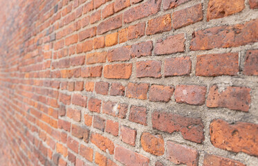 texture dark brick wall of old castle, ancient red stone background.