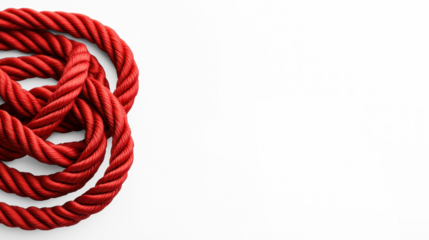Red Ropes Coiled on Transparent Background