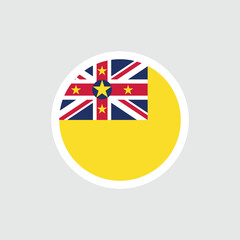 Flag of Niue Island. Yellow flag with stars and the Union Jack. National symbol of the self-governing state entity of Niue.
