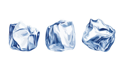 Chilled white ice cubes on white background