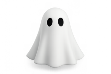 3d rendering of a cute, cartoon ghost floating against a transparent background, ideal for halloween projects