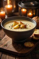 Cremige Kartoffelsuppe mit Croûtons
