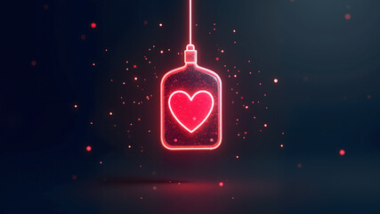 low polygon or low poly style design vector of A blood donation bag  Wireframe light connection structure consists of lines, dots, and shapes.

