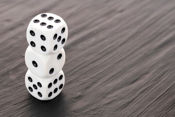 3 board game dice - White die with black dots