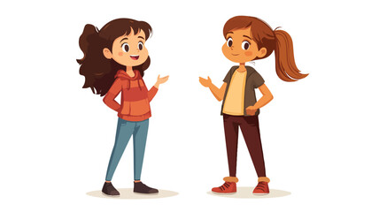 Teenager Women Having Conversation Vector Illustration