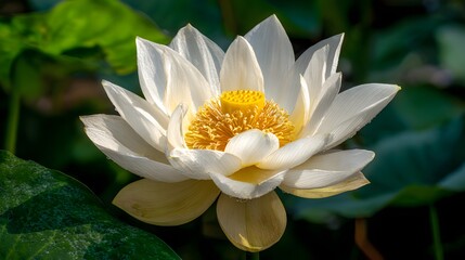 Close-up of a delicate white lotus flower.