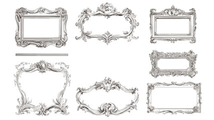 Obraz premium Vintage Line Frame Collection Transparent PNG