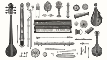 Vintage Musical Instruments Collection Set