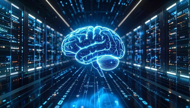 Glowing brain sails through digital data center