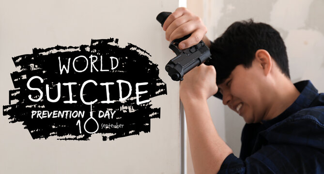 Young man with gun going to commit suicide at home