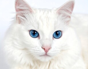 Close-up of a fluffy white cat