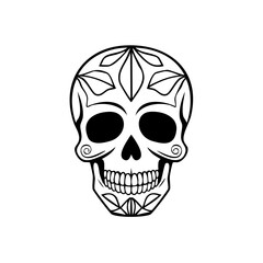 Fototapeta premium Detailed Sugar Skull Illustration for Day of the Dead Celebration Featuring Intricate Floral and Geometric Designs