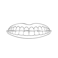 Illustration of Teeth with Orthodontic Braces and Wires. Dental Treatment Concept.