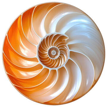 Detailed spiral shell structure exhibiting intricate patterns isolated on a transparent background.