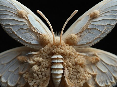 Preserved butterflies on a black background