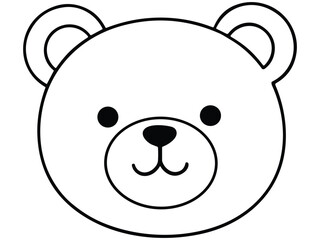 Simple outline drawing of a cute teddy bear face
