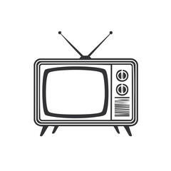 Classic retro television set illustration, antenna and controls, vector art for graphic design and advertising projects
