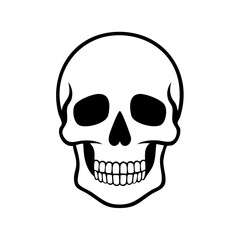 Fototapeta premium Clean Black and White Skull Graphic Icon with Open Mouth and Teeth